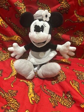 Black & White Minnie Mouse Plush Doll